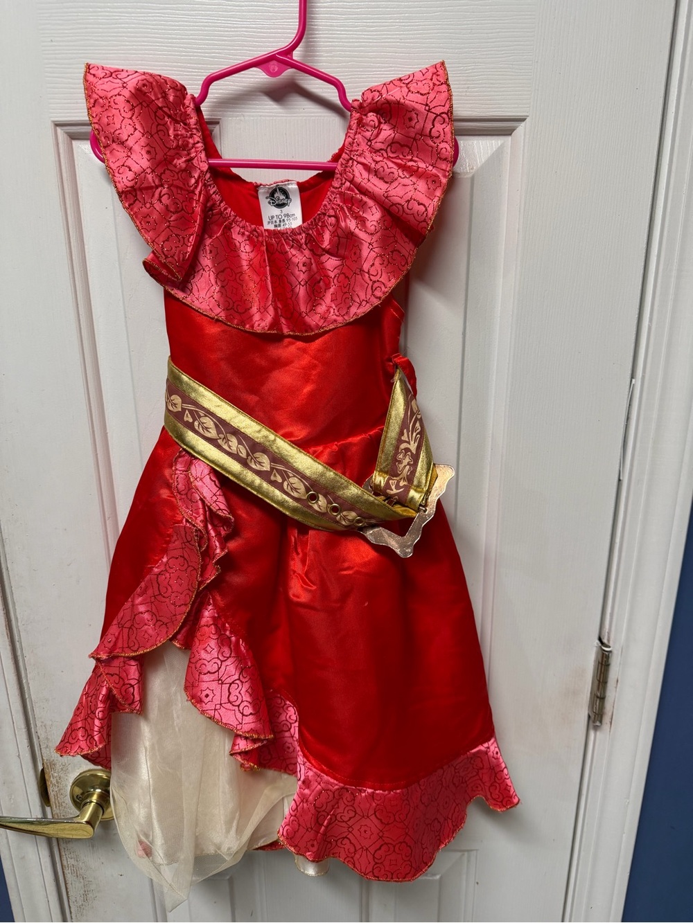 Disney Red and Pink Dress-Up Princess Costume with Gold Sash 3